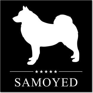 Samoyed Dog White Silhouette Posters and Art